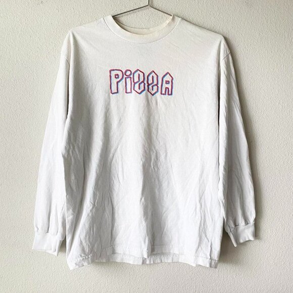 Pizza Skateboards White Long Sleeve Skater Tee Shirt Men's Medium - Picture 1 of 4